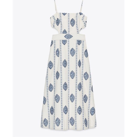 NEW! Zara Cutout Embroidered Midi Dress - Picture 3 of 5